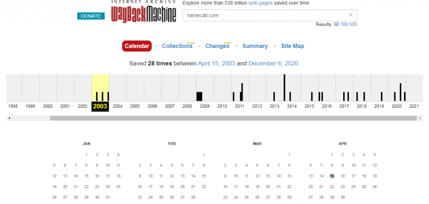 Check the History of a Domain Name - Internet Archive